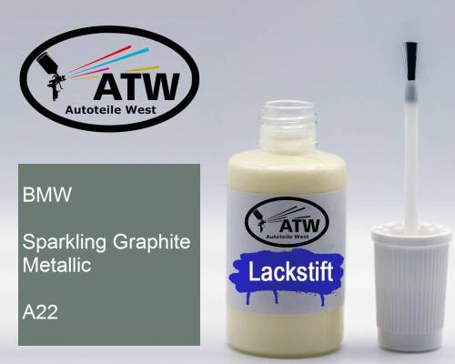 BMW, Sparkling Graphite Metallic, A22: 20ml Lackstift, von ATW Autoteile West.